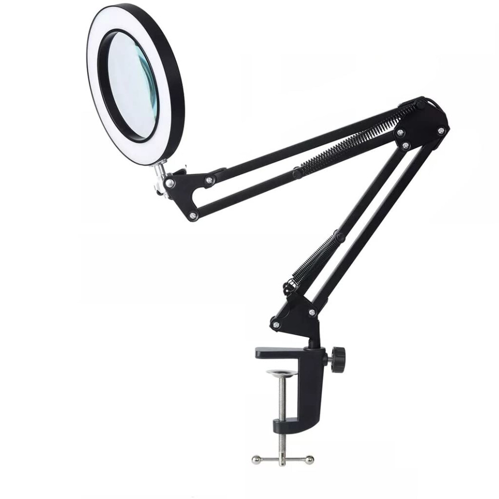 Led Magnifying Lamp 5X Lens With Clamp For Soldering, Foldable Usb Rechargeable Workbench Light 9351714852395