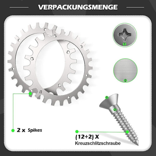 2x rustfri stålpigge til Worx S/m-model 2x rustfrit stål 205 2