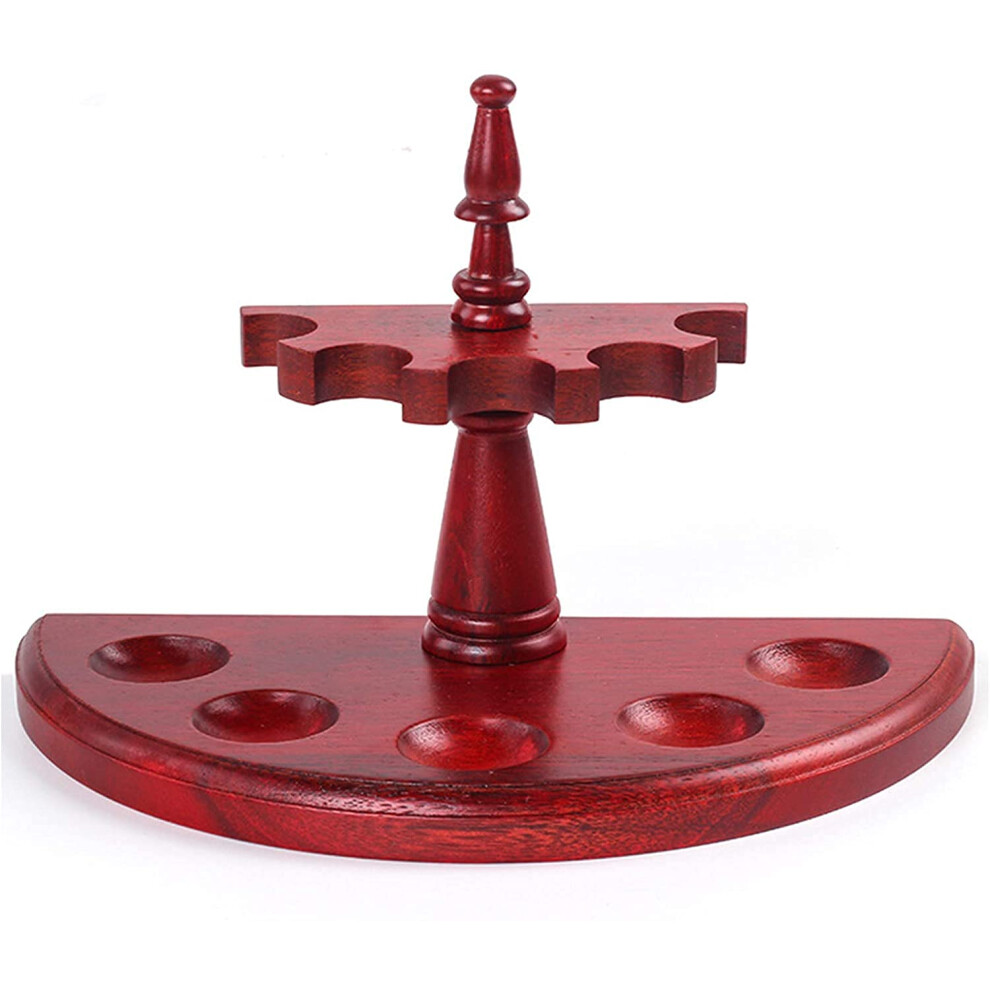 Red Handmade Eucalyptus Wooden Pipe Stand Rack Â Detachable Semicircular Fiveslot Tobacco Holder