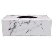 Leather Tissue Box with Marble Pattern Design, Durable Stitching, Versatile Holder for Home and Car