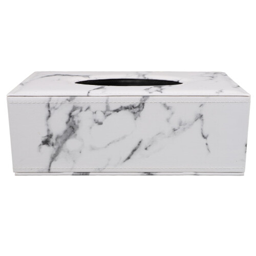 Leather Tissue Box with Marble Pattern Design, Durable Stitching, Versatile Holder for Home and Car
