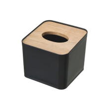 Wood Tissue Box Cover Black Wooden Tissue Holder with Compact Modern Design for Home Office Bathroom