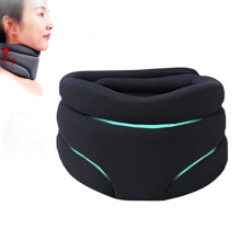 Cervical Neck Support Brace for Sleeping, Memory Foam Ergonomic Collar with Adjustable Comfort Fit, Black