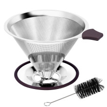 Reusable Stainless Steel Pour Over Coffee Dripper with Stand, Fine Mesh Filter for Travel and Camping