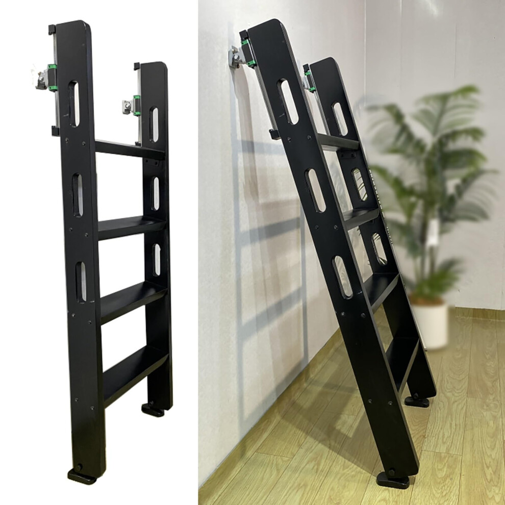 4 Step Loft Ladder Black, Antislip Adjustable Angle Attic Ladder With Foldable Spacesaving Design 9330225581376