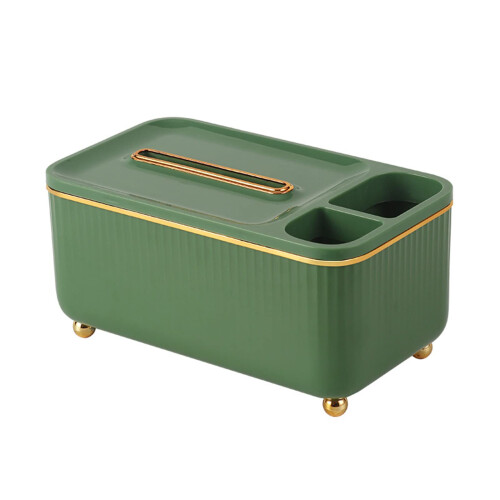 Multifunction Tissue Box Organizer with Remote Control Holder, Modern ABS Rectangular Storage for Living Room and Kitchen