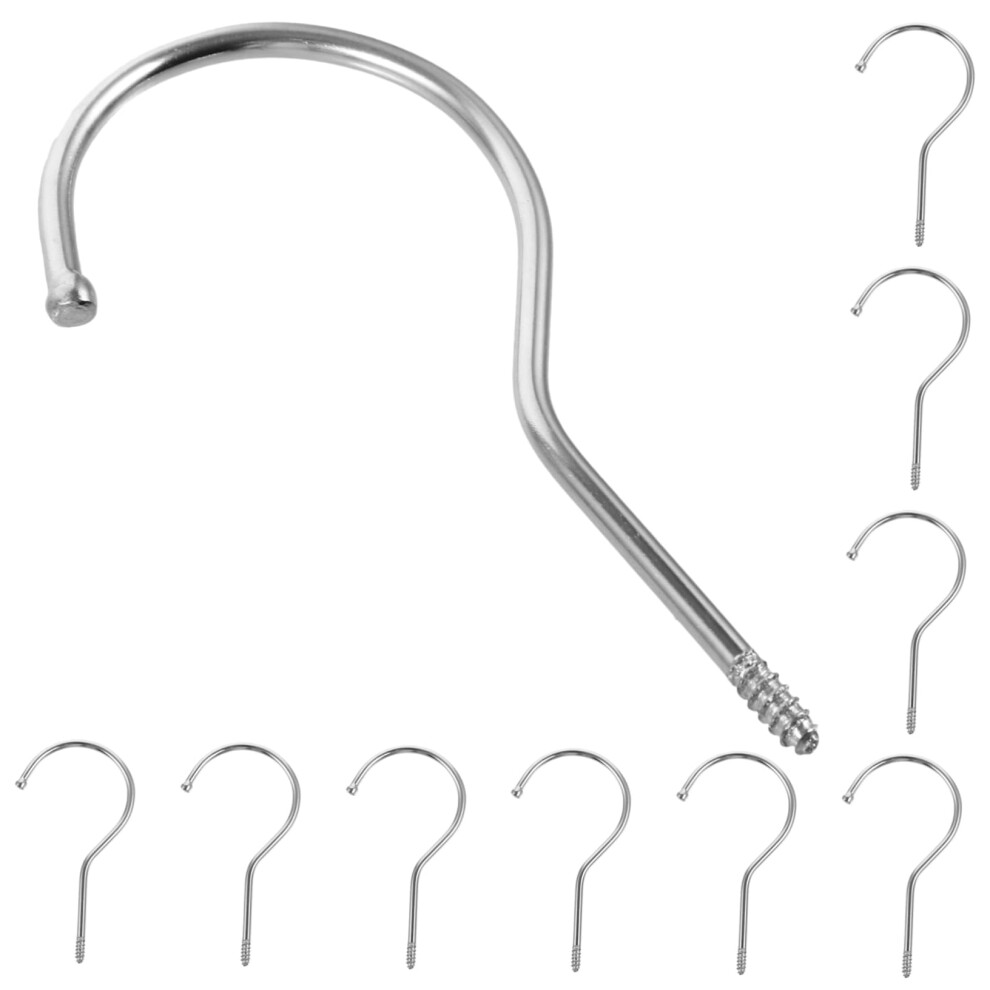 10Pcs Heavy Duty Screw Hooks For Hanging Plants And Lights, Spacesaving Home Ceiling Organizer 9073542242680