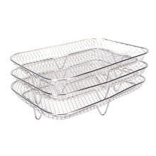 Air Fryer Rack Set 3 Pack 304 Stainless Steel Stackable Dehydrator Racks for Large Basket 7.6 Inch Plus