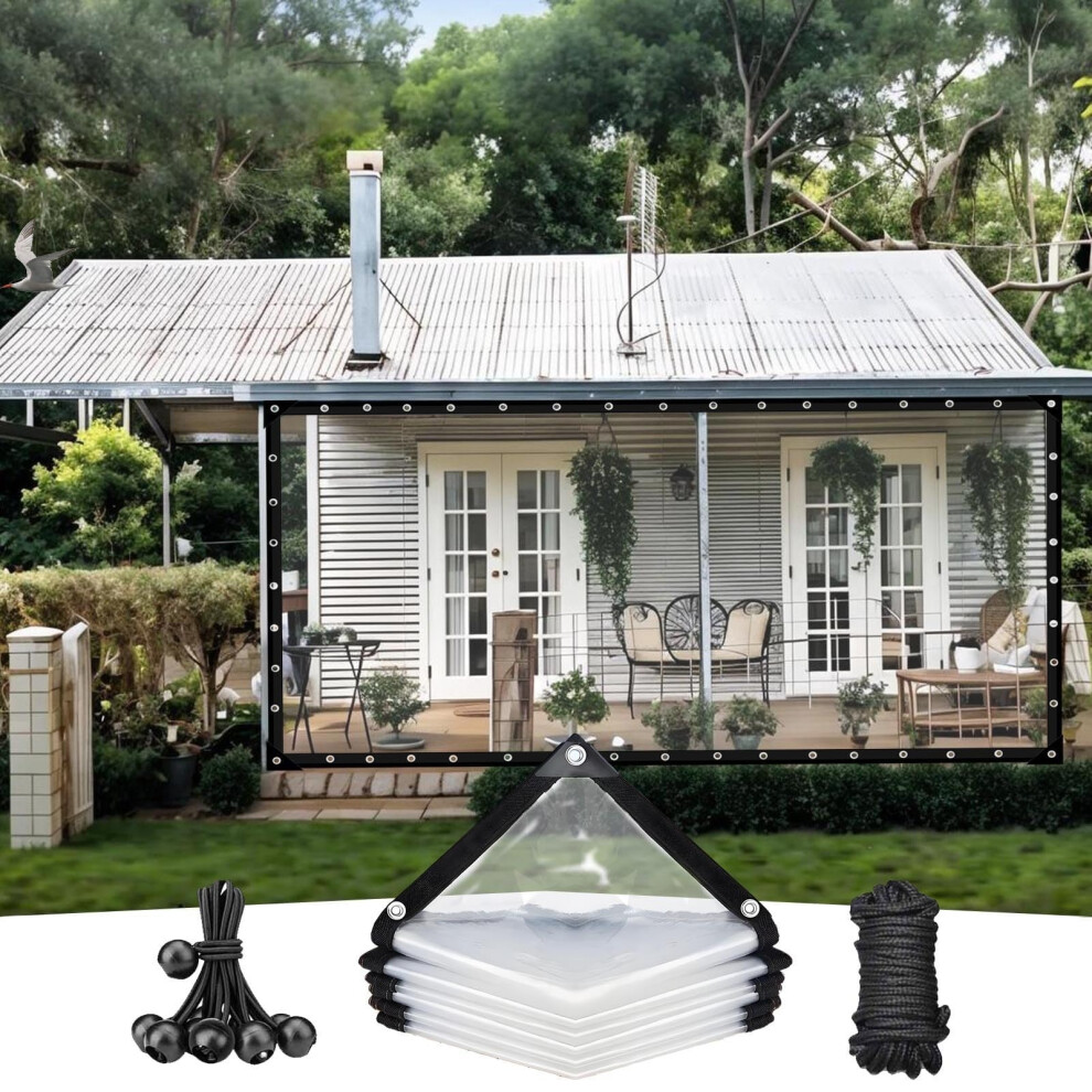 Clear Heavy Duty Tarp Waterproof Pvc Tarpaulin With Rustproof Grommets For Outdoor Furniture 19X23ft 9073542242727