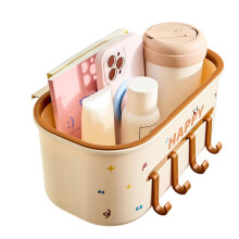 Bedside Organizer with Hooks, Secure Clip Frame for Bunk Bed Dorm Room Storage and Easy Access Compartments