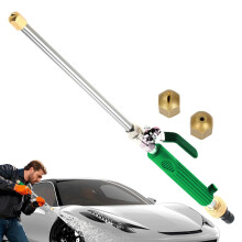 Pressure Garden Hose Nozzle with Adjustable Spray Modes, Ergonomic Grip Handle, Green Washer Wand