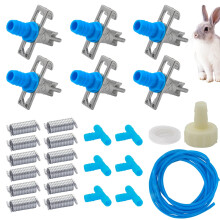 Automatic Rabbit Waterer Kit with 6 Nipple Drinkers, No Spill Design, EasyClean Hose and Fittings