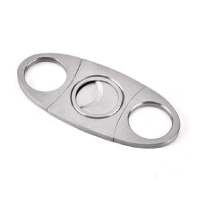 Stainless Steel Cigar Cutter Silver with Sharp Blade for Precise Cutting and Travel Use