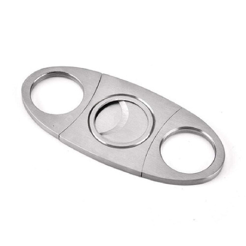 Stainless Steel Cigar Cutter Silver with Sharp Blade for Precise Cutting and Travel Use