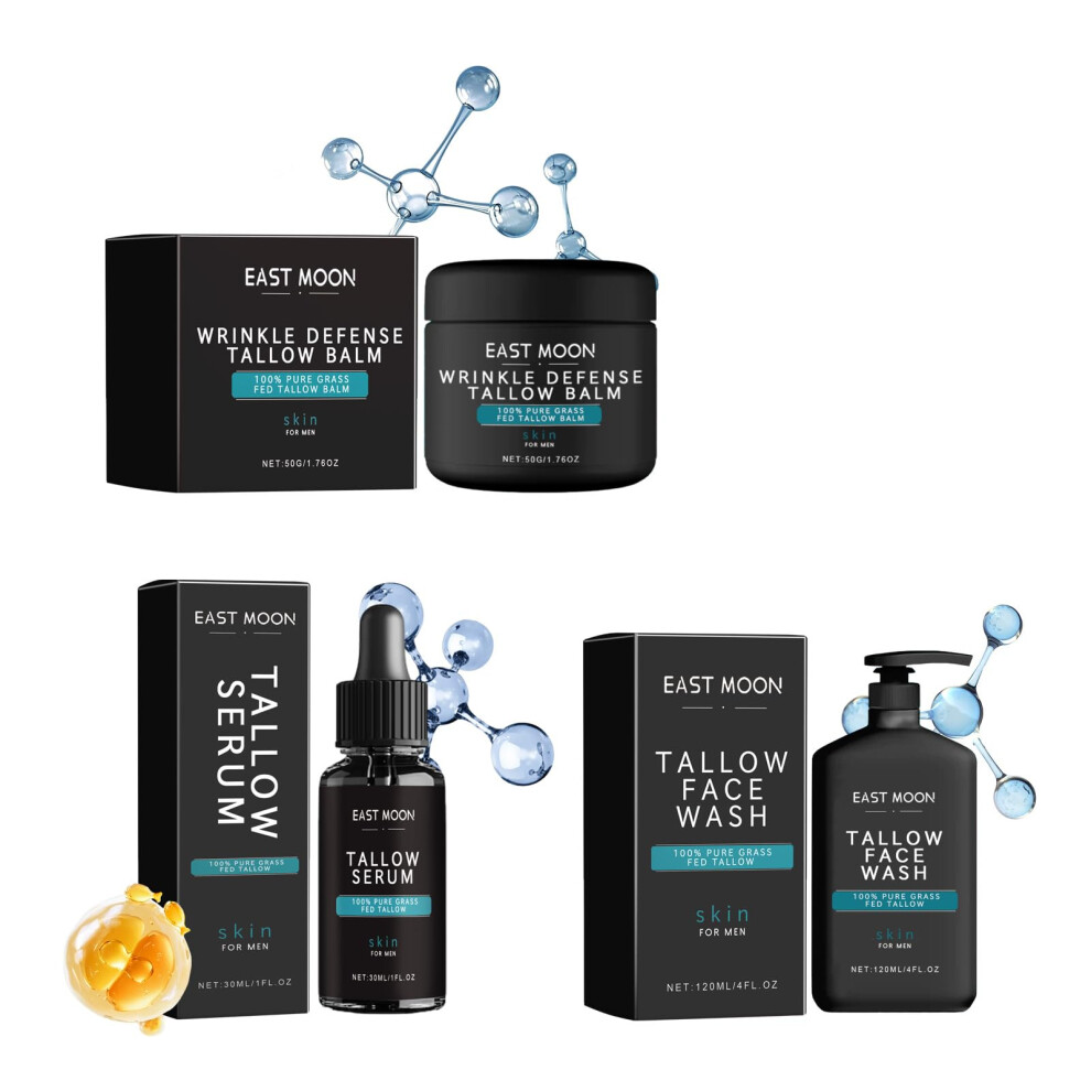 Men's Tallow Skincare Set with Natural Tallow Formula, Deep Hydration Boost, AntiâWrinkle Defense, Complete Face Routine