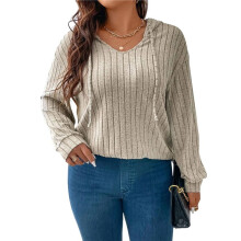 Women Hoodies Oversized Long Sleeve Drawstring Pullover Tops Basic Loose Hooded Sweatshirt Khaki XXXL