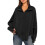 Women'S Button Oversized Side Slit High Low Sweatshirt Long Sleeve Reverse Seam Pullover Tunic Tops Black XL 1