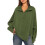 Women'S Button Oversized Side Slit High Low Sweatshirt Long Sleeve Reverse Seam Pullover Tunic Tops Army Green M 1