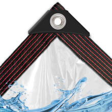 Transparent Waterproof Tarpaulin 2x4m Clear PE Tarp with Aluminium Eyelets for Garden Balcony Protection