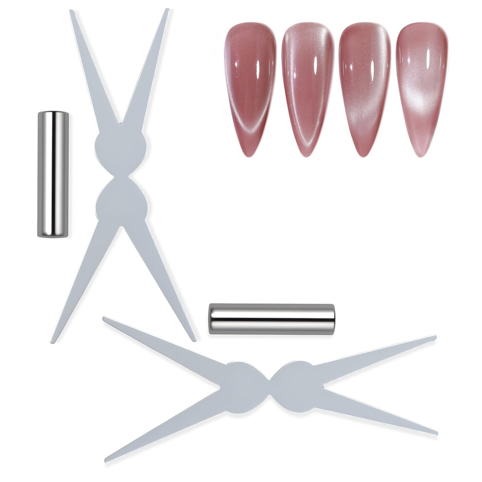 Cat Eye Nail Magnet Set 2 Packs DoubleEnded Cylinder Magnetic Nail Art Tool for DIY Gel Polish Manicure