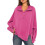 Women'S Button Oversized Side Slit High Low Sweatshirt Long Sleeve Reverse Seam Pullover Tunic Tops Rose Red S 1