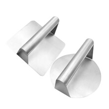 2pcs Stainless Steel Burger Press Set Heavy Duty Meat Patty Maker for Grilling with Round and Square Molds