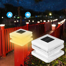 Jacenvly 2-pack solar paalverlichting, IP55 waterdicht, geschikt voor palen van 3,5x3,5, 4x4 en 5x5 cm, voor terras, veranda, looppad en