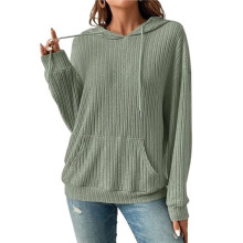 Women'S Drawstring Long Sleeve Hoodies Pocket Front Casual Sweatshirt Tops Green XL