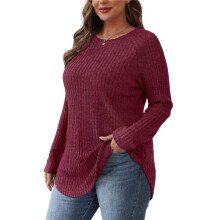 Long Sleeve Shirts for Women Tunic Tops for Women Loose Fit Dressy Crew Neck Pullover Basic Sweaters for Women Red XL