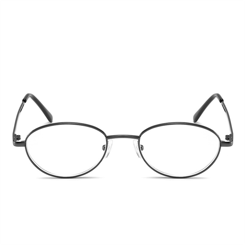 Blue/Light Retro Oval Blocking Reading Glasses +3 Metal Frame Antiâ Lenses For Women And Men