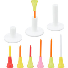 12Pcs 3Size Mixed Colors Plastic Golf Tees Golf with 3pcs Rubber Tee Holder for Driving Range Golf Practice Mat Indoor Outdoor Height 56-86mm DIY