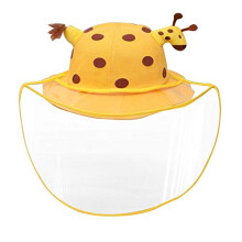 Kids Face Shield Hat with Adjustable Removable UV Shield, Windproof Dustproof Sun Protection, Yellow Fawn Style