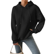 Women'S Hoodie Fashion Warm Sweatshirt Casual Loose Hooded Oversized Outerwear Black L