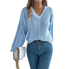 Women'S Long Sleeve V Neck Cable Knit Sweater 2025 Fall Pullover Top Cute Soft Dressy Casual Outfits XL