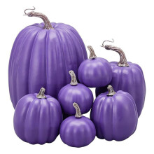 XIUH Decor de Halloween, 7 dovleci artificiali albi, asortați dovleci artificiali mari pentru decorarea sărbătorilor de Ziua Recunoștinței de