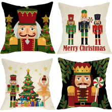 Housse de coussin Casse-Noisette Joyeux Noël 45x45 cm, lot de 4, compatible avec une décoration de soldat de dessin animé, cadeau idéal pour