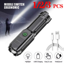 2PKS990000LM LED-Taschenlampe, wiederaufladbar, taktisch, superhell, zoombar