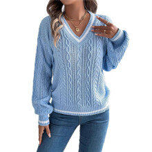 Women'S Long Sleeve V Neck Cable Knit Sweater 2025 Fall Pullover Top Cute Soft Dressy Casual Outfits XL