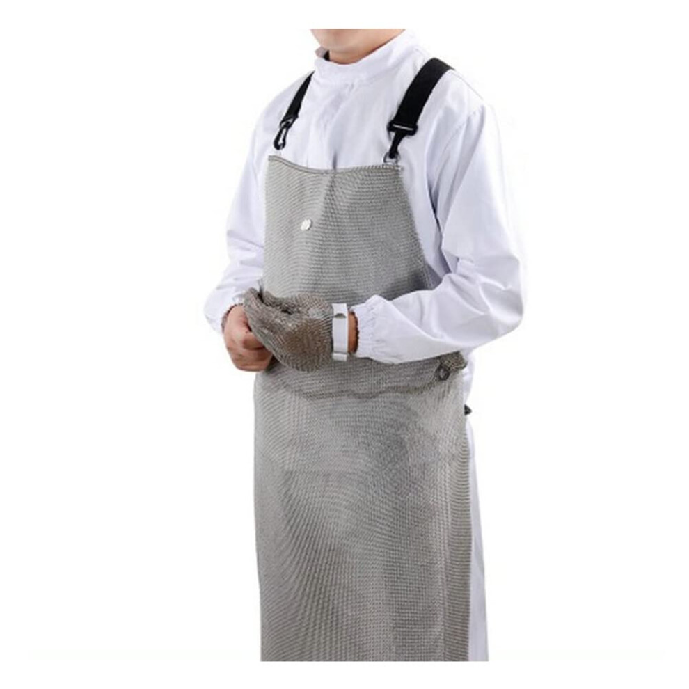 Cut Resistant Apron Stainless Steel Mesh Anti Stab Protective For Butcher And Slaughterhouse 60X80cm Silver 9330225583714