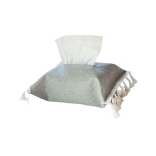 Tissue Box Cover Grey Fabric Cotton Linen Holder with Minimalist Design for Home and Office Decor