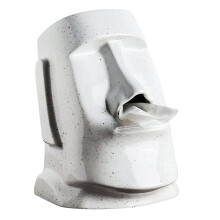 Easter Island Tissue Box Holder Ceramic Face Statue Design EyeCatching Desktop Decor