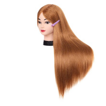 Mannequin Head with Human Hair 65cm for Braiding Cutting Styling Heat‑Resistant Cosmetology Training Black