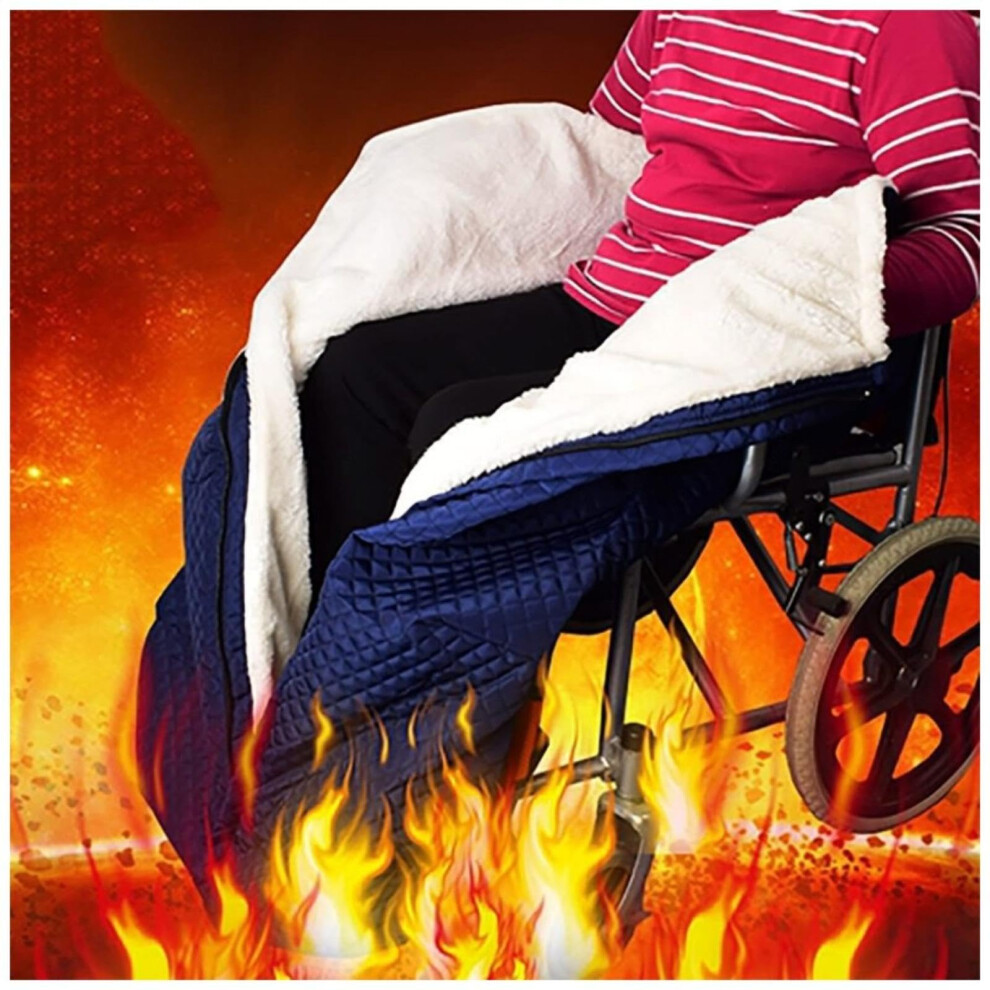 Warm Wheelchair Blanket for Adults with Double Fleece Warmth, Windproof Footmuff Cover for Elderly