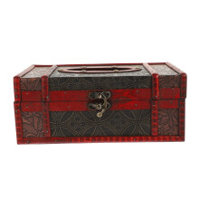 Vintage Wooden Tissue Box Cover, Chinese Style Retro Tissue Holder for Home and Office, Compact Plywood Design