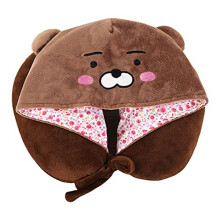 Memory Foam Neck Pillow Brown, Ergonomic UShaped Design for Spine Support and Face Pressure Relief