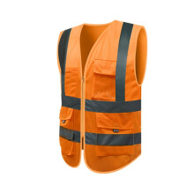 Reflective Safety Vest Orange with Pockets, Breathable Mesh Visibility Work and Running Vest 27.6 Inch
