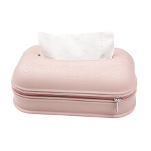 Pink Silicone Tissue Box Holder with Drawer Storage, WaterResistant Minimalist Design for Home Decor
