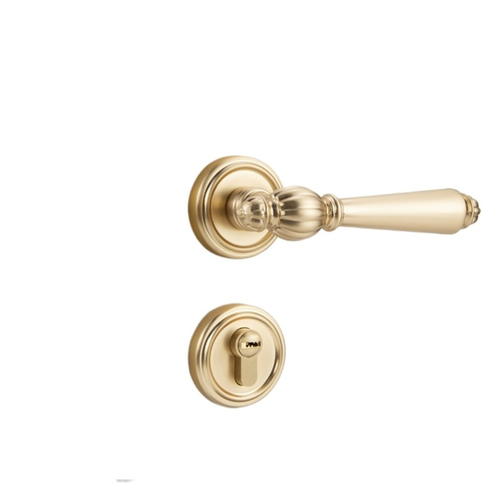 Silent Brushed Copper Door Handle Lock, Interior Lever Door Lock For Bedroom, Zinc Alloy Quiet Closure 9073542245858