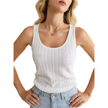 Women'S Tank Tops Knit U Neck Sleeveless Shirts Summer Casual Basic Tanks White S