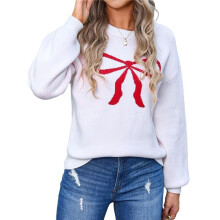 Women Cute Sweater Y2k Long Sleeve Crew Neck Knit Sweaters Aesthetic Pullover Top White M